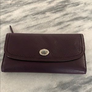 Coach plum leather checkbook wallet
